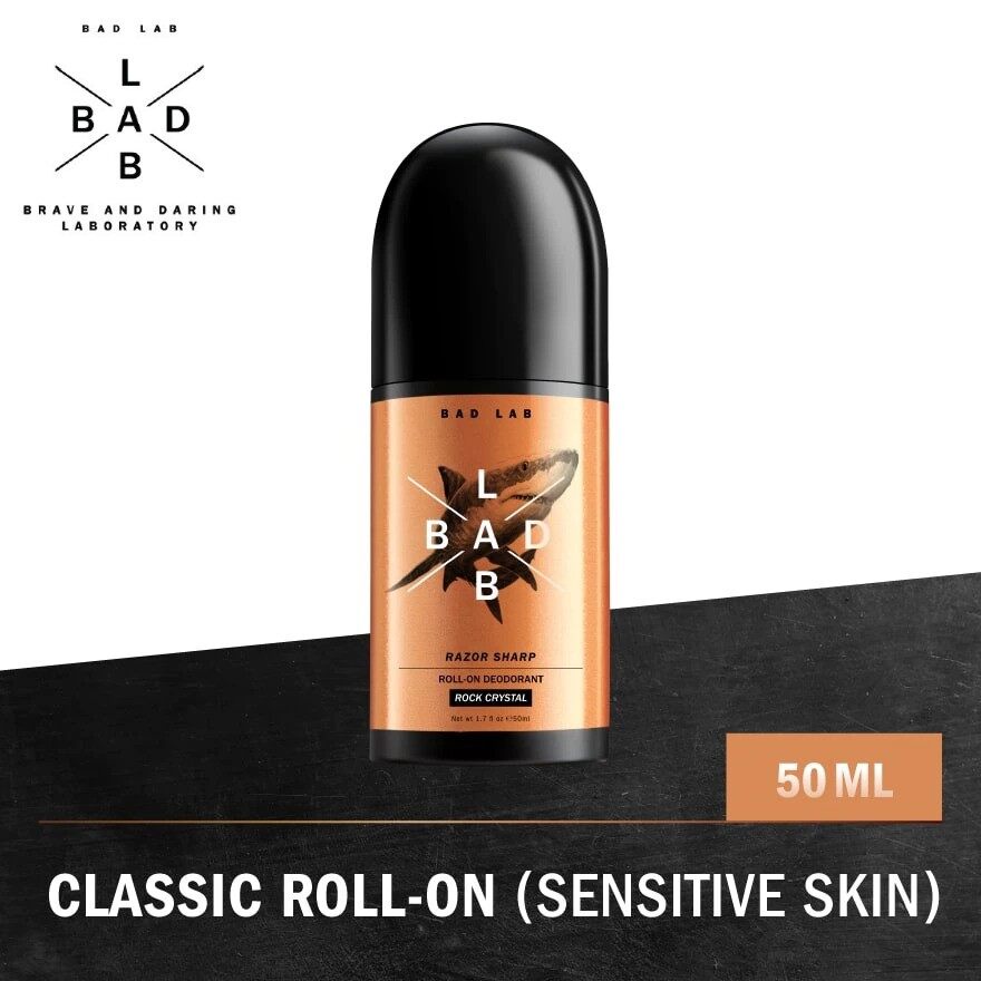 Bad Lab Razor Sharp Roll-On Deodorant Sensitive Skin 50ml Halal Prevent Odour Armpit Sweat Smell Ant