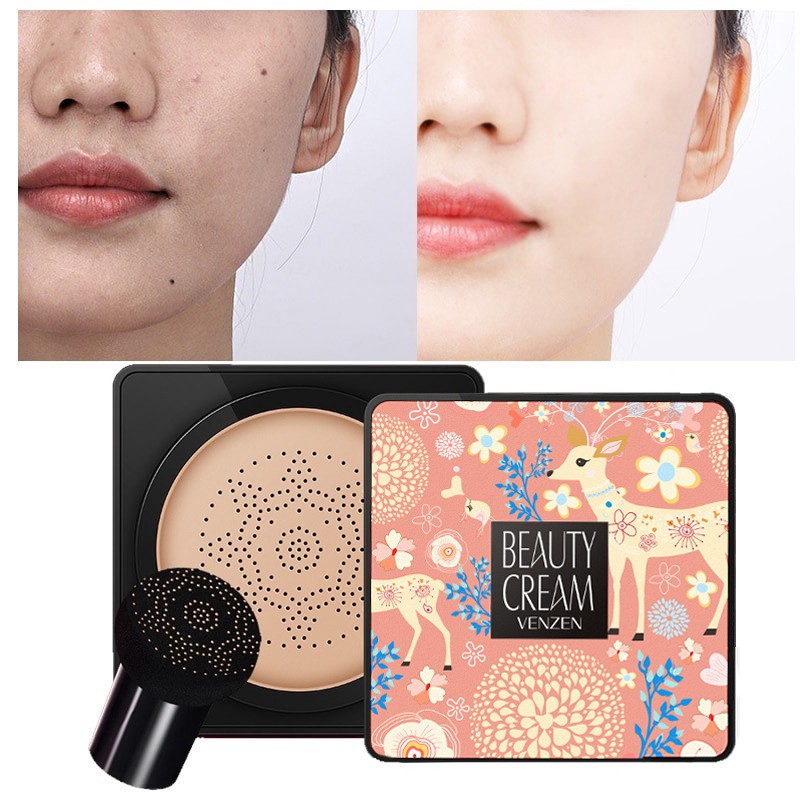 VENZEN Makeup Coverage Foundation Concealer Mushroom Head Air Cushion BB Cream Repair Brightening Sk