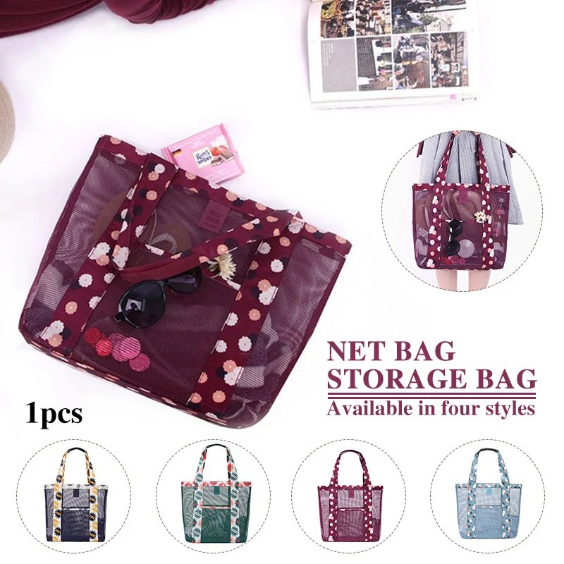 Oxford Sand Mesh Bag Picnic Fashion Storage Bags Cosmetics Economic Travel Bag Summer Large Capacity