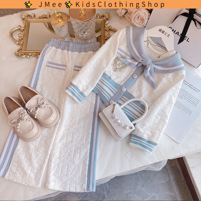 [Ready Stock] 3-14 years old girls' small fragrance suit autumn 2022 new Korean version medium and l