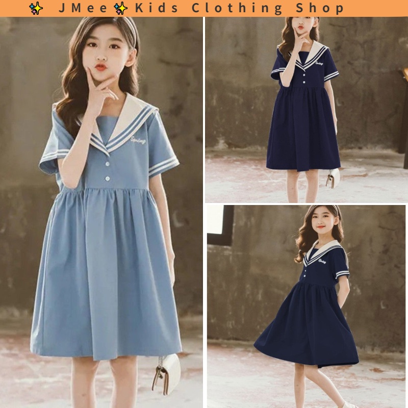 ✨ JMee JMee✨Big Children's Clothing Girls Dresses Half-Sleeved 2022 New Style Girls' Big Kids Middle