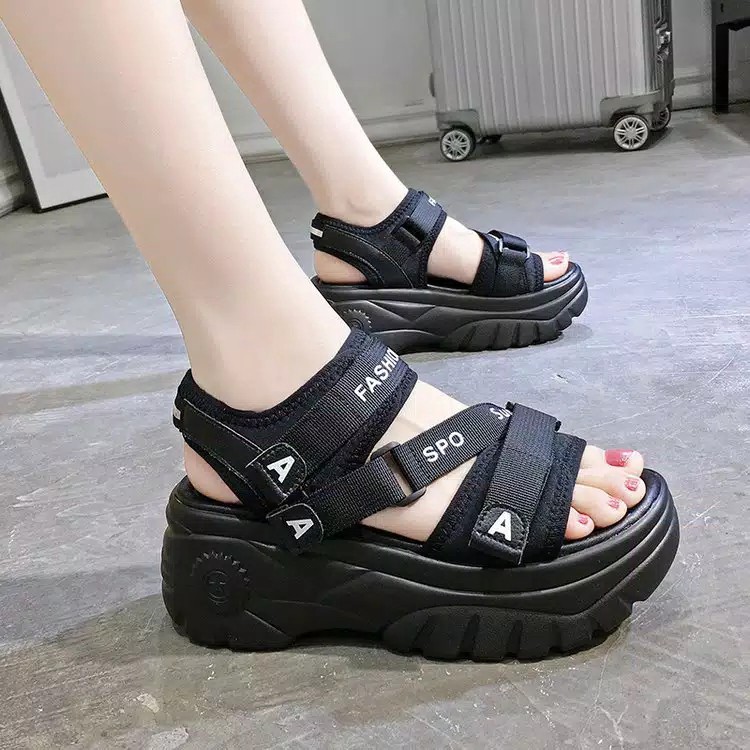 Women's Sandals High Wedges Roma Korean Thick Sole Velcro Casual Model 6321 K19 Sandals