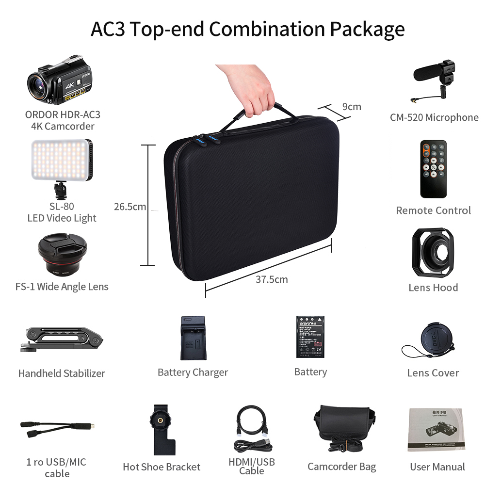 Cheap Price AC3 4K Night Vision Professional Kamera Record Youtube Video Camera Camcorder