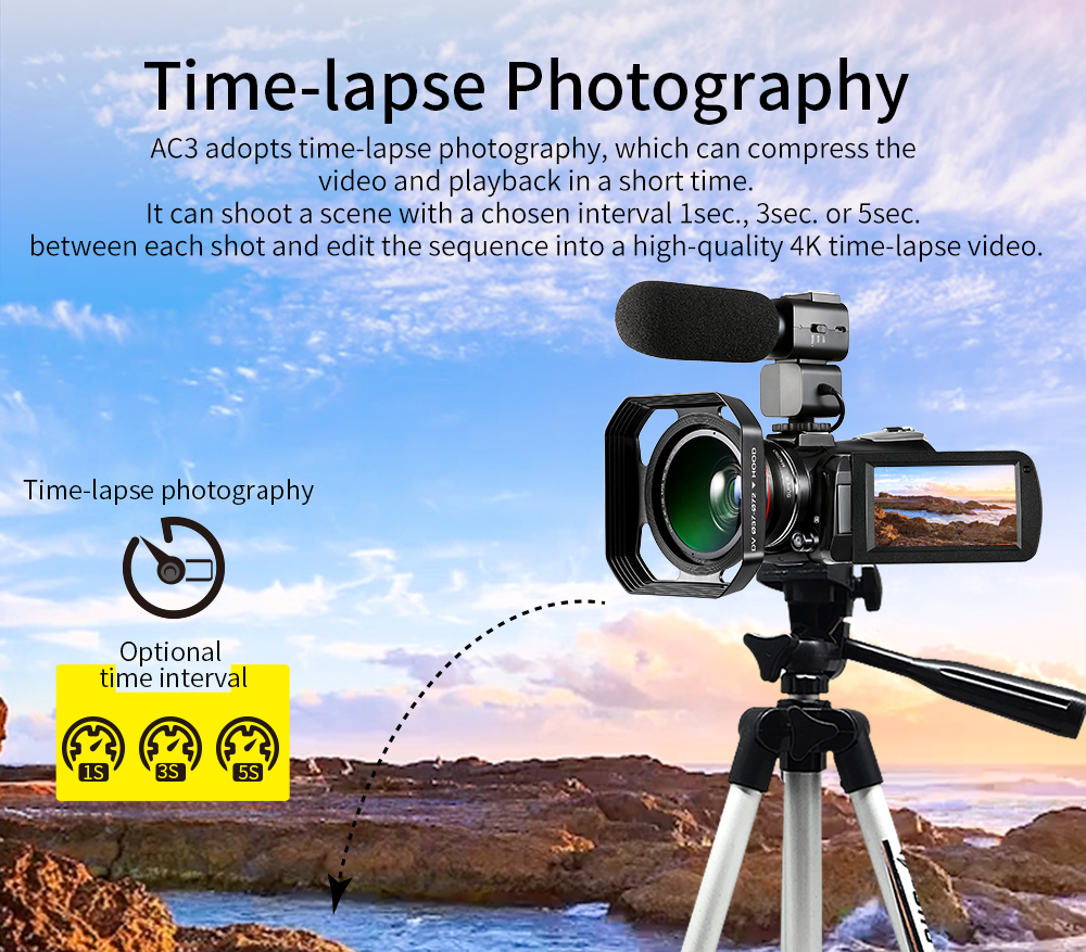 Cheap Price AC3 4K Night Vision Professional Kamera Record Youtube Video Camera Camcorder