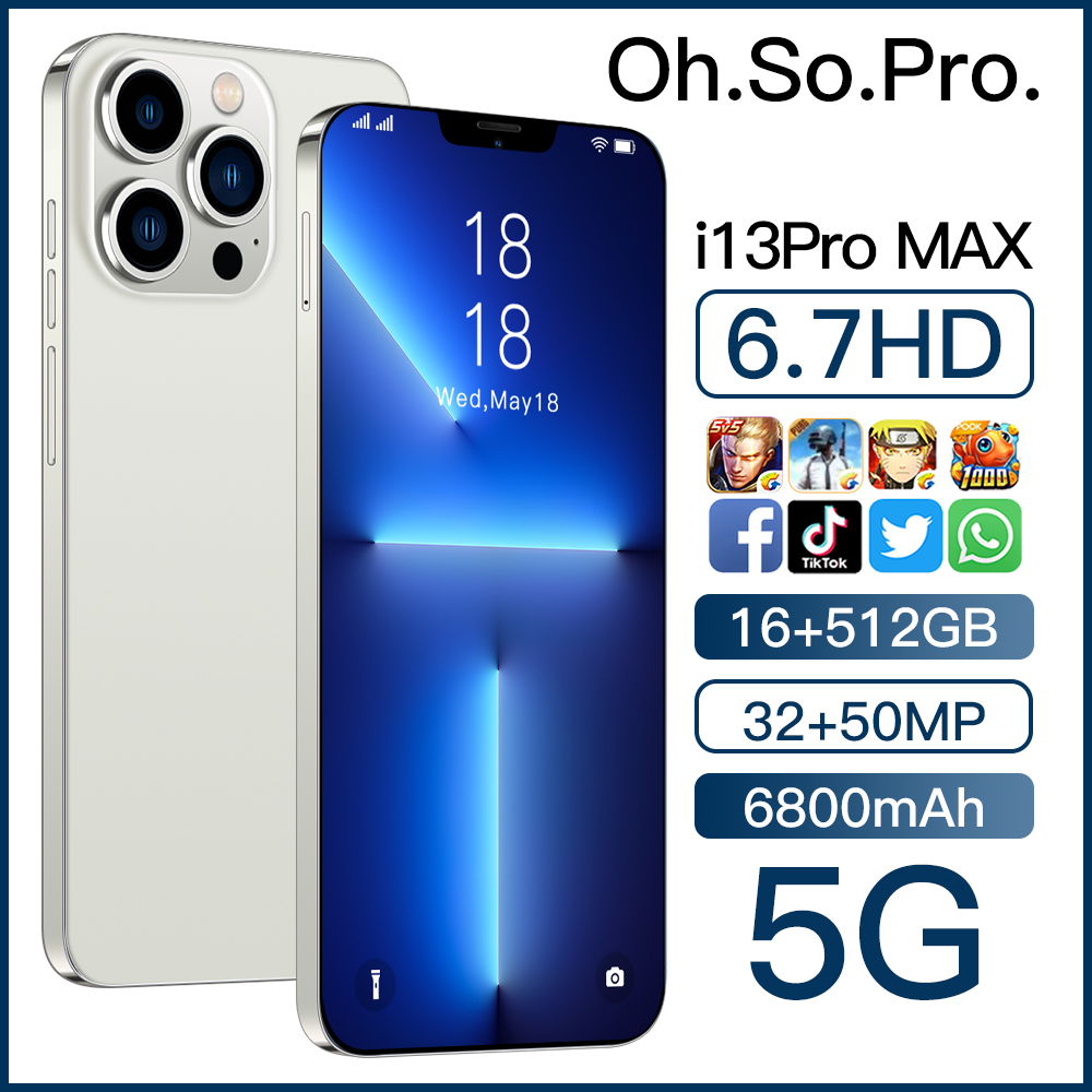 Original phone 13 pro max i 6.7 Inch 12gb + 512gb Android Smartphone 5g Phone Global Version Mobile 