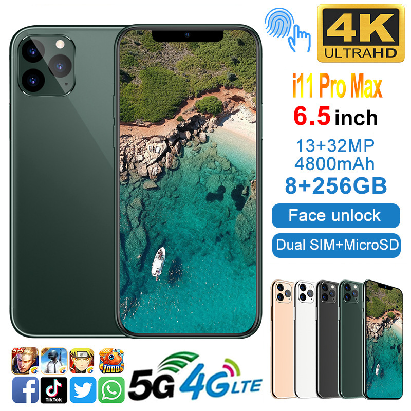 Factory Price Cheap Suitable for the public I11pro smartphone 8GB+256GB mobilephone Android10.0 Mobi