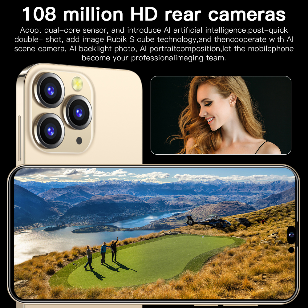 Hot Selling Phone i 14 Pro Max original 16GB+1TB 6.7 Inch Phone original full Display Android 12 Mob