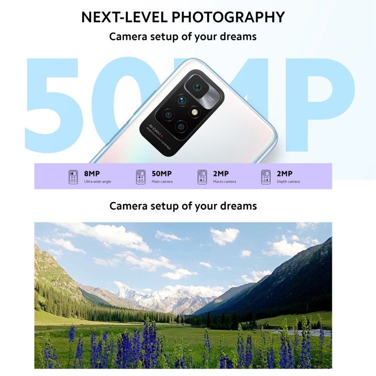 2022 New Mobile Xiaomi Redmi Note 11 4G, 128GB Android 11 Fingerprint Smartphone Mobile phone