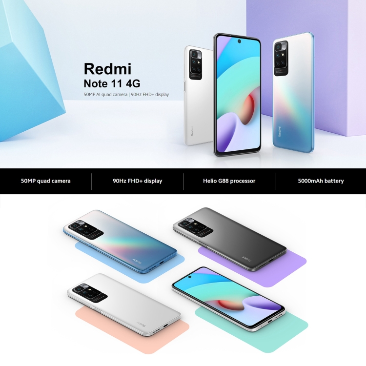 2022 New Mobile Xiaomi Redmi Note 11 4G, 128GB Android 11 Fingerprint Smartphone Mobile phone