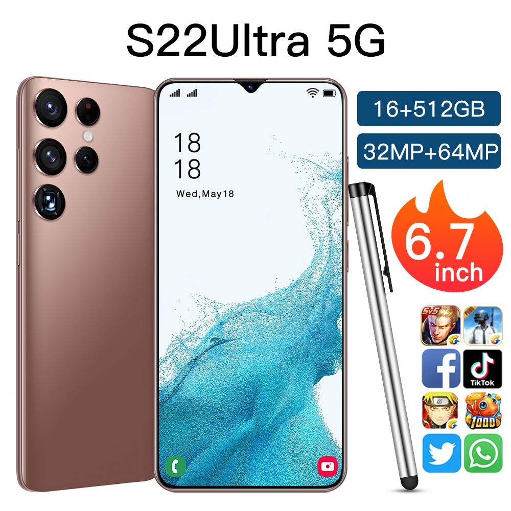 5G Smartphone S22 Ultra 6.7 inch Big Screen 16GB+512GB Smartphone Android 6800mAh 5G Cellphone Dual 