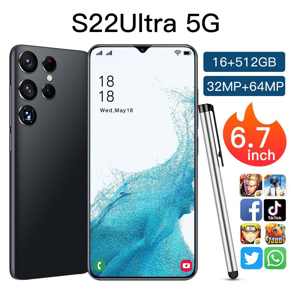 5G Smartphone S22 Ultra 6.7 inch Big Screen 16GB+512GB Smartphone Android 6800mAh 5G Cellphone Dual 