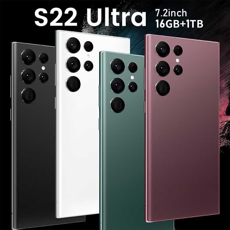 Latest design 2022 New Galaxy S22 Ultra 5g Phone 7.3 Inch 16gb + 1tb Android Smartphone Android 12.0