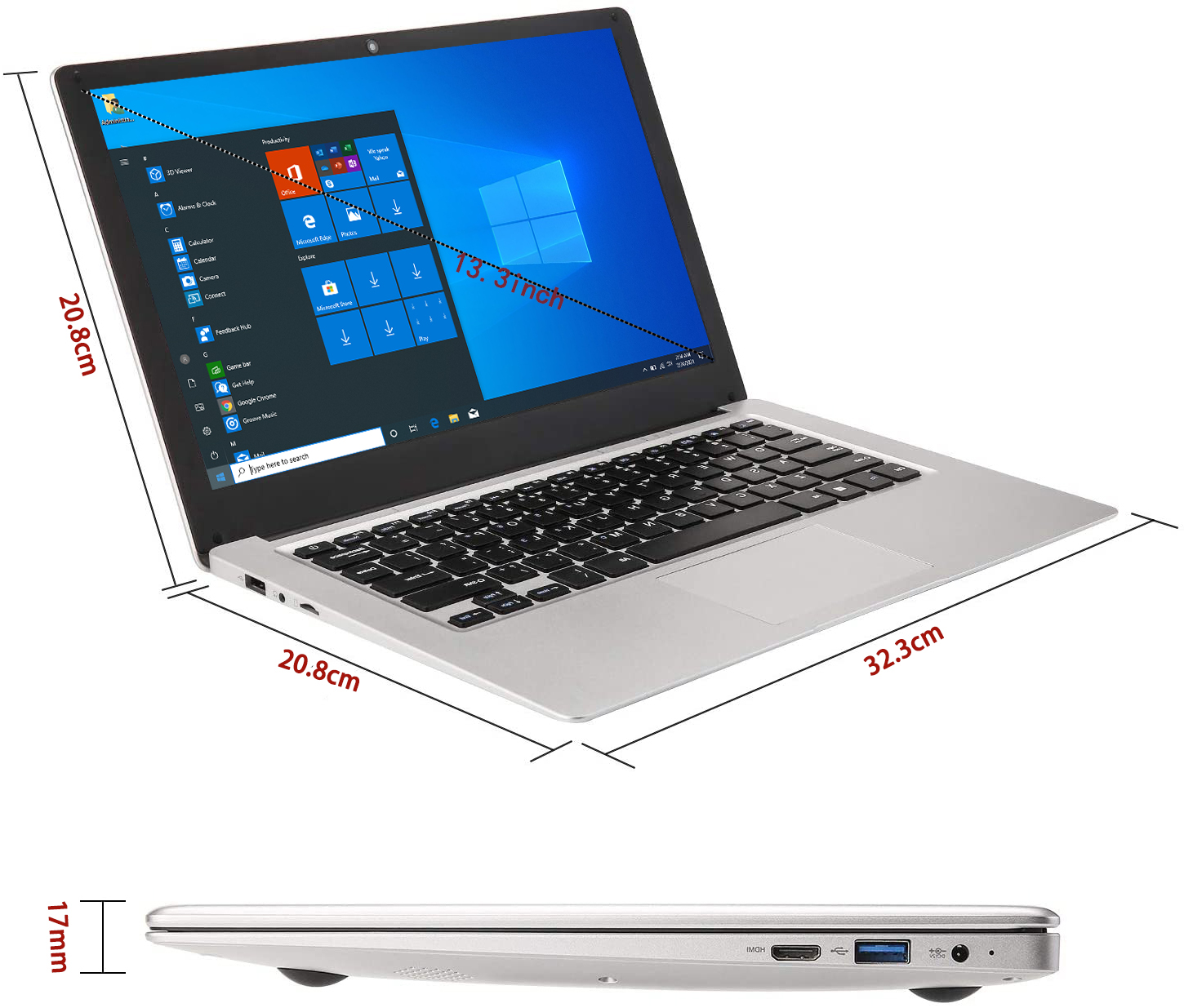 Cheap Price 13.3 Inch Cheap laptops With Aplollo Celeron Dual Core Cpu 6G RAM 64GB Win 10 OS Office 