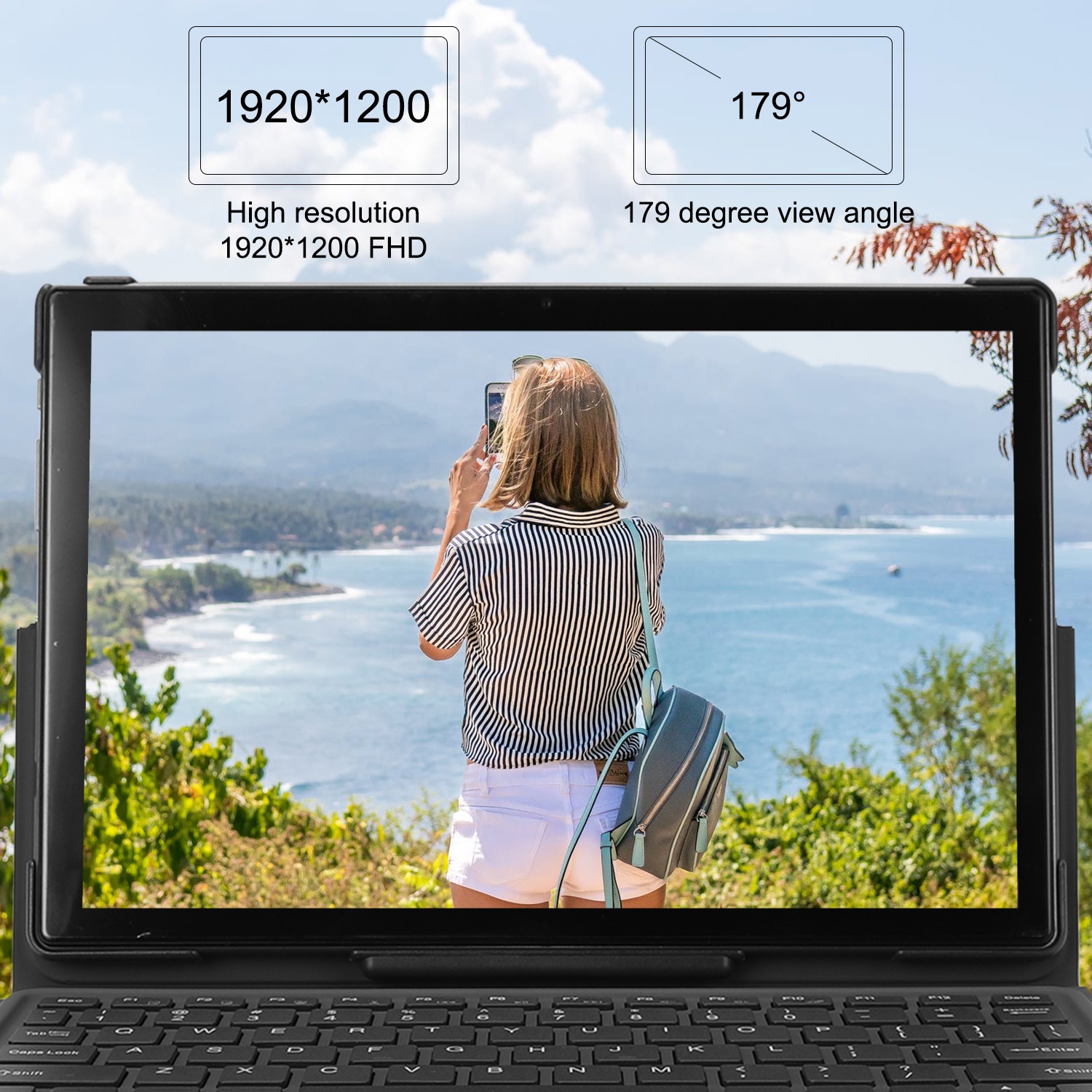 Veidoo Android 10 inch Tablet 2 in 1 Octa-Core 4GB 64GB 4G Dual SIM Card 5G WiFi Tablets 10.1" FHD T