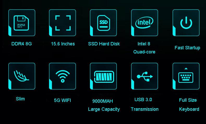 New Upgrade Fast Processing Speed USB 3.0 Transmission Thin Laptop PC 15.6 inch 8GB Notebook Compute
