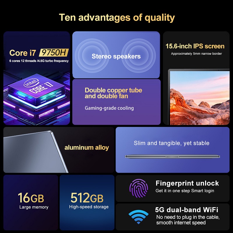 Hot Gaming Laptop i9 10880H i7-9750H 15.6' 1920x1080 HD computer 64GB DDR4 4TB SSD Win10 Notebook Fi