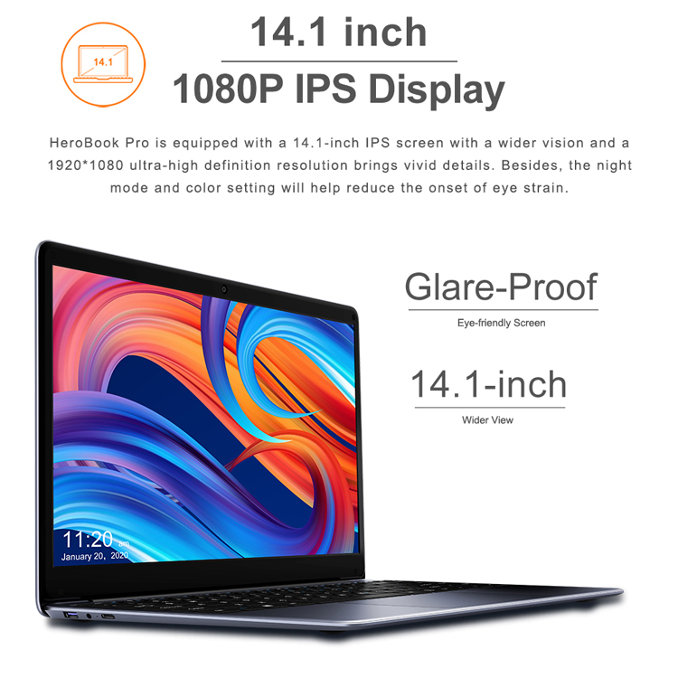 CHUWI Best Price New laptops HeroBook Pro 14.1 Inch Screen Intel N4020 Dual Core 8GB 256GB Windows 1