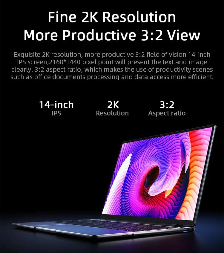 Newest CHUWI GemiBook Pro 14 inch Notebook 16GB 512GB Intel Celeron J4125 Quad Core 2160*1440 IPS La