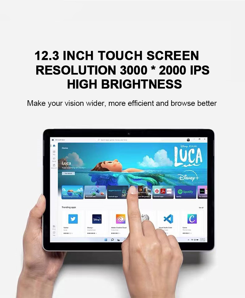 12.3 inch 2 in 1 Laptop Intel Celeron J4125 Quad Core 8G RAM Windows 11 Laptops Touch Screen Tablet 