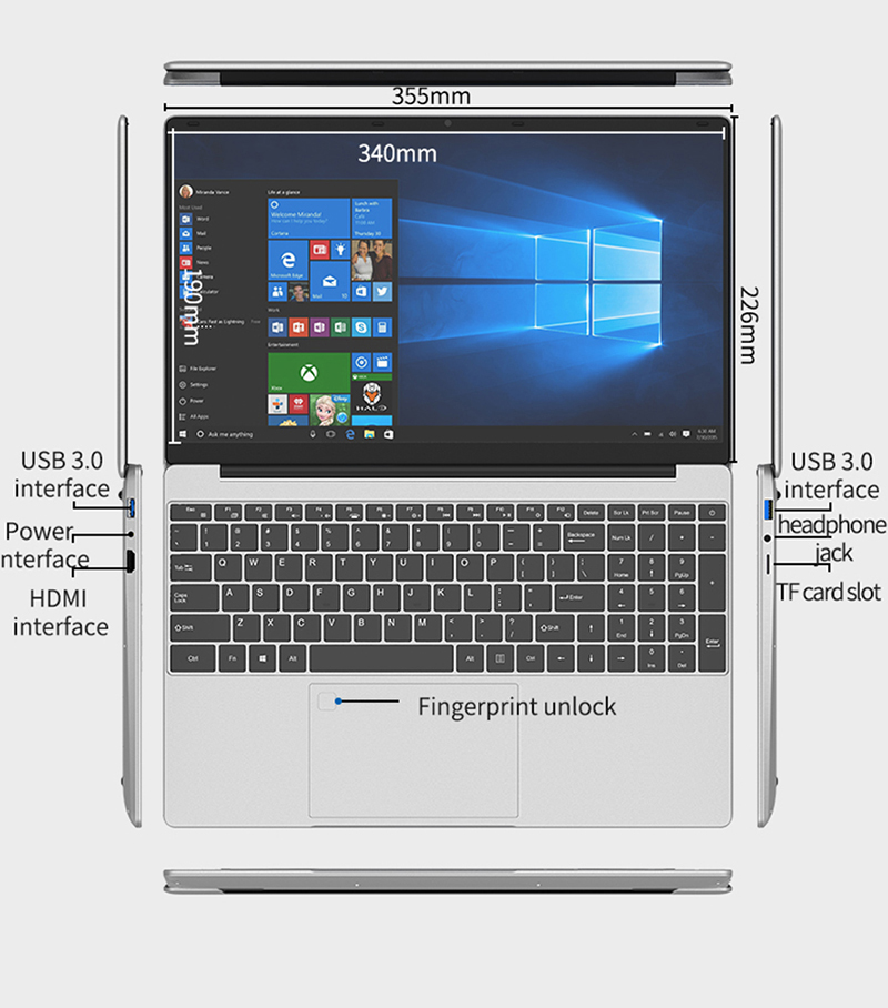 Cheap 15.6 Inch Windows 10 Netbook Intel i7 Quad C