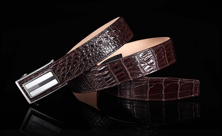 Blu Flut Fashion Custom Crocodile Genuine Leather Belts with Removable Buckles