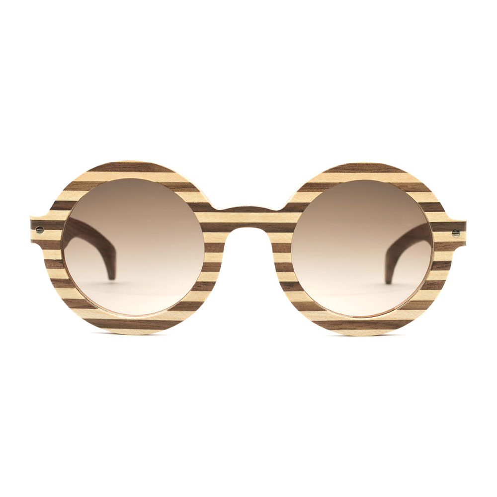 wooden round eyewear