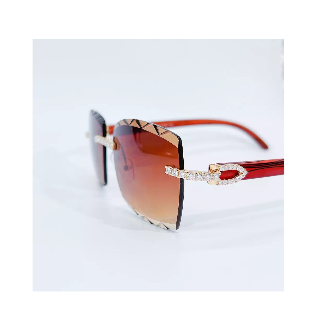 Luxury18k Gold Glasses Frames Fashion Customizable Eyewears Natural gem diamond glasses