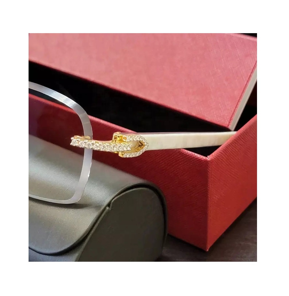 Luxury18k Gold Glasses Frames Fashion Customizable Eyewears Natural gem diamond glasses