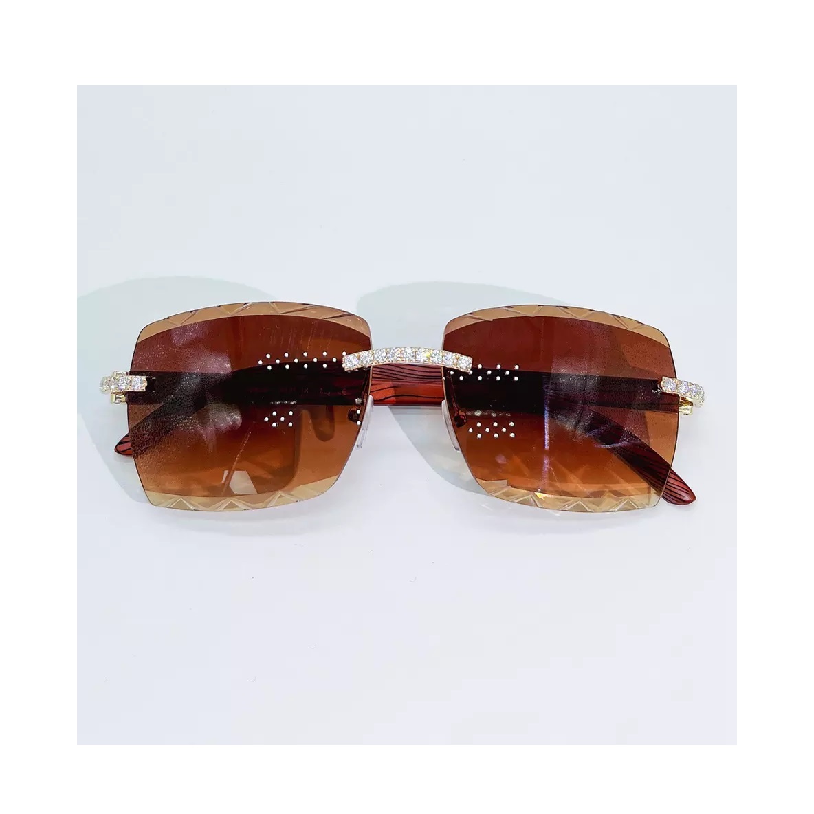 Luxury18k Gold Glasses Frames Fashion Customizable Eyewears Natural gem diamond glasses