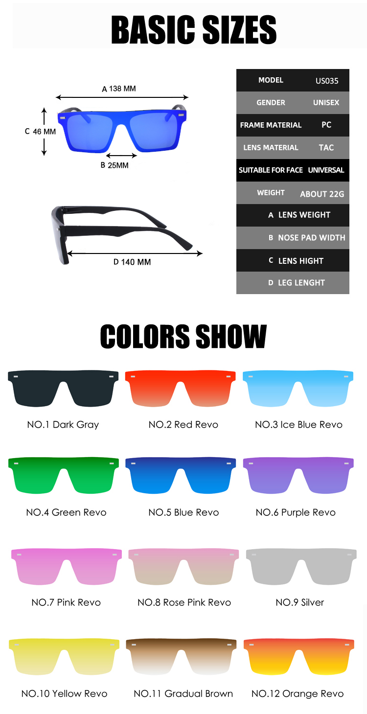 Usom Square Frame Colorful Custom Trendy Sun Glass