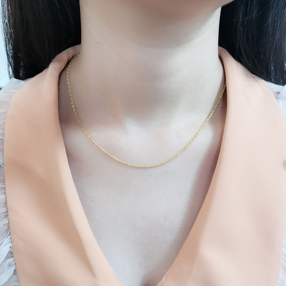 Real 18K Solid Gold Rope Chain 1.2 mm Pure Gold Je