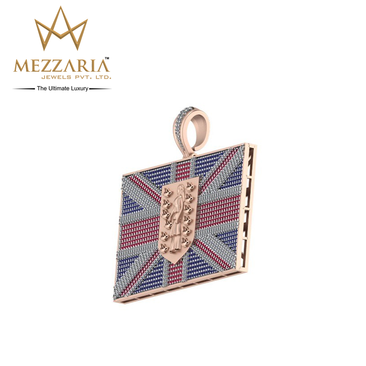 High Quality Icey 10k England Love Flag Color Stones Iced Out Natural Diamond Pendant Unisex Jewelry
