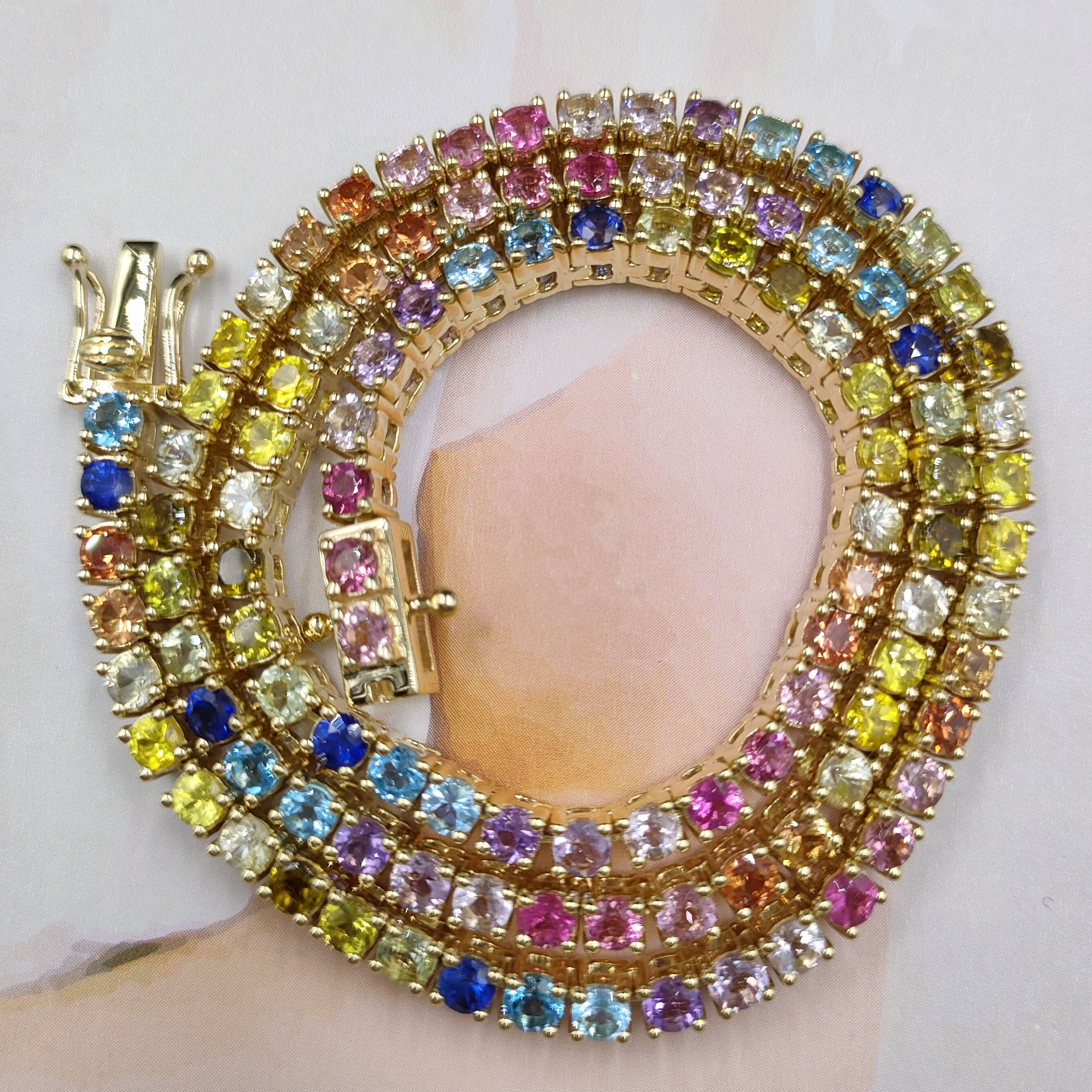 A&N Jewelry Wholesale Custom 14k Gold Chain Colorful Rainbow Tennis Chain