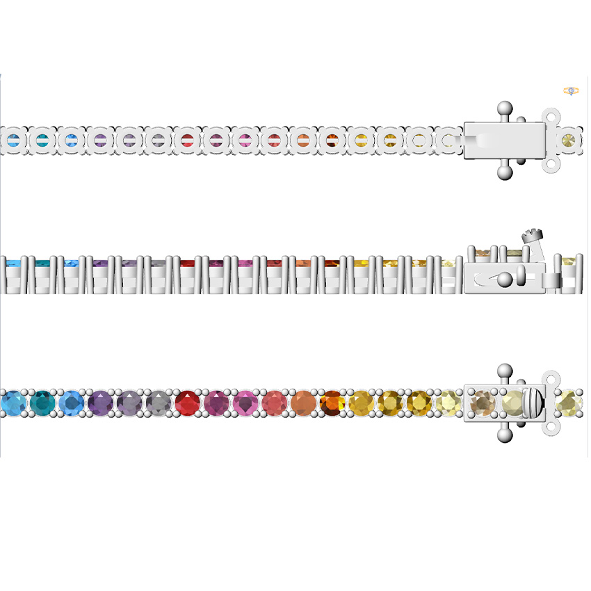 A&N Jewelry Wholesale Custom 14k Gold Chain Colorful Rainbow Tennis Chain