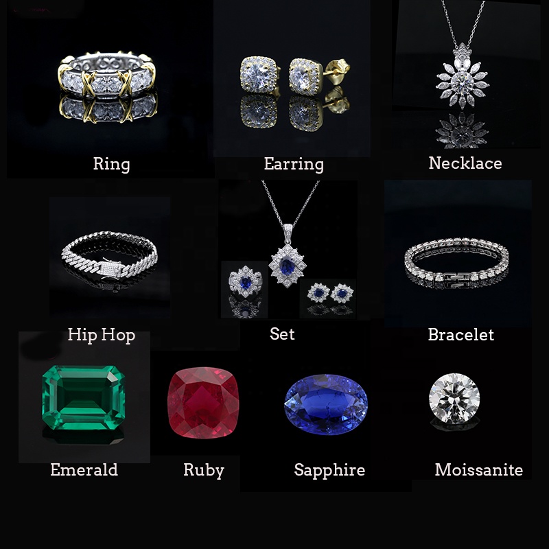 Cadermay Hip Hop Jewelry 14K Solid White Gold Luxury Ring 6x8mm Emerald Cut Moissanite Full Eternity