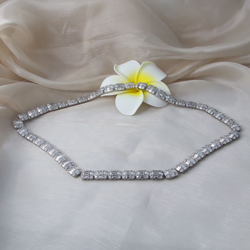 Sterling Silver925 Hip Hop Jewelry 9.5mm Width Full Setting Iced Out Baguette Moissanite Cuban Neckl