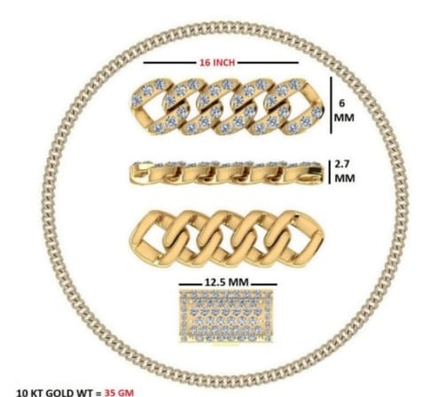 Miami Cuban link chain- 10kt yellow Gold 100-400 Grams Necklace Chain, hip hop Jewelry