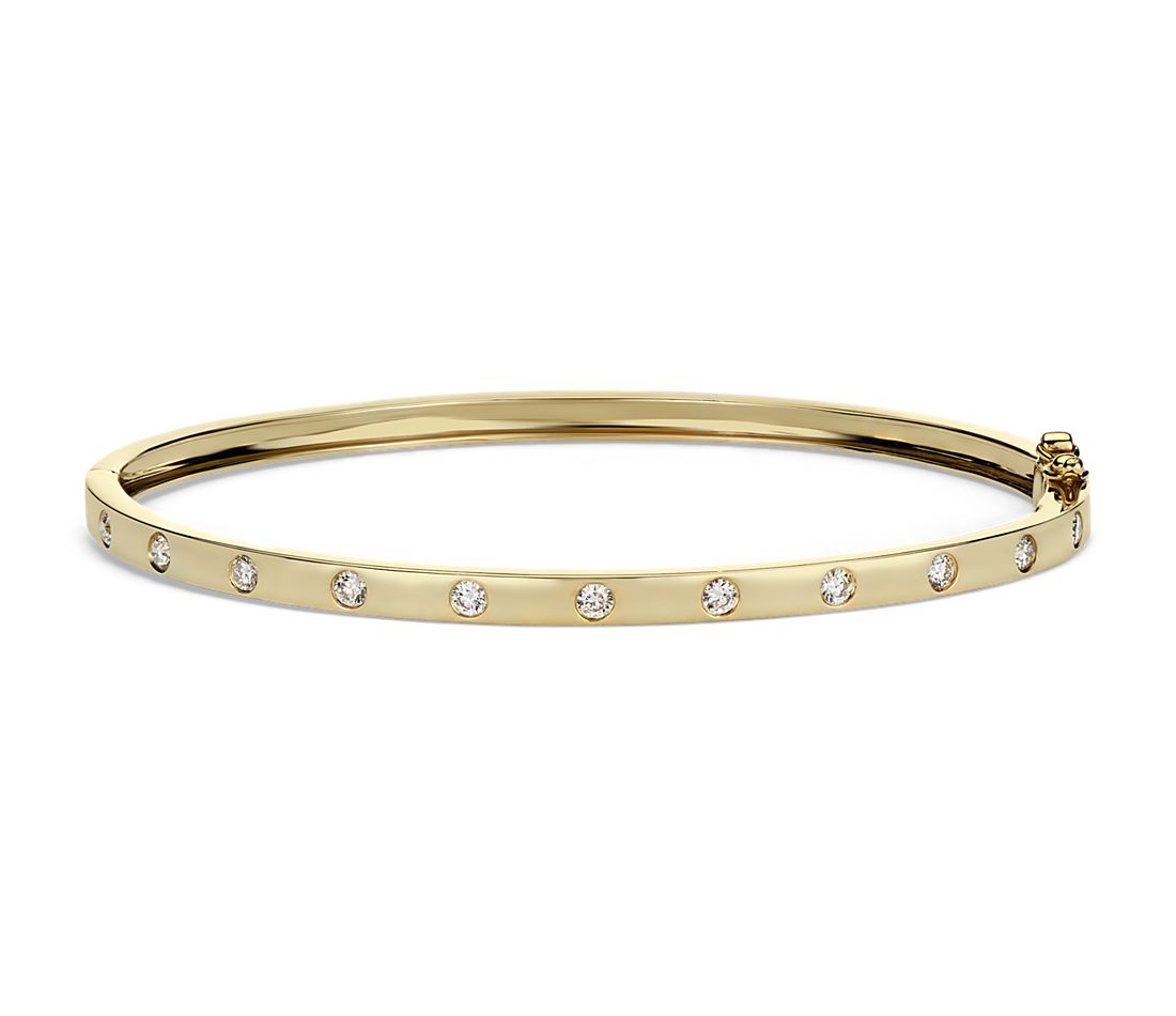 Solid 14K1/18K Rose Gold Real Diamond Bangle&Bracelet For Women Customize Fine Jewelry