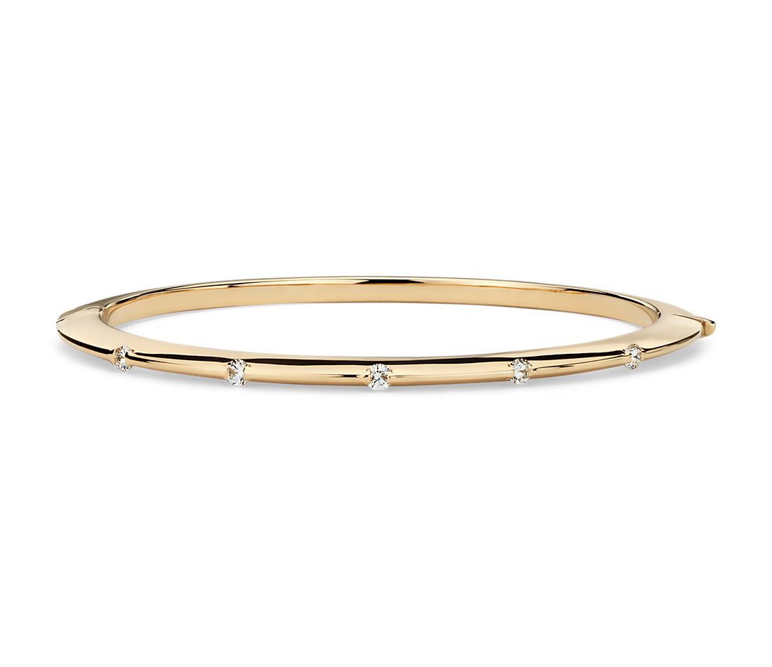 Solid 14K1/18K Rose Gold Real Diamond Bangle&Bracelet For Women Customize Fine Jewelry