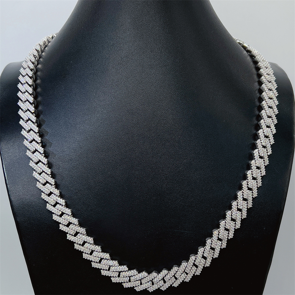 Custom 14mm  moissanite diamond cuban chain hip hop men jewelry iced out cuban link necklace