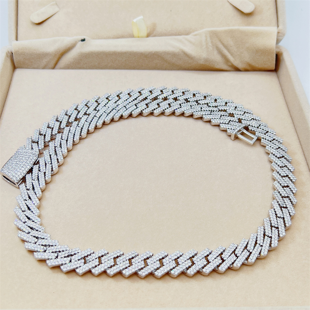 Custom 14mm  moissanite diamond cuban chain hip hop men jewelry iced out cuban link necklace