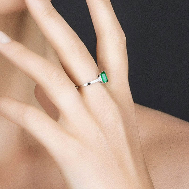 Sgarit Custom Jewellery Drop Shipping Fine Jewelry 18K Gold Natural Gemstone 1.5Ct Green Emerald Rin