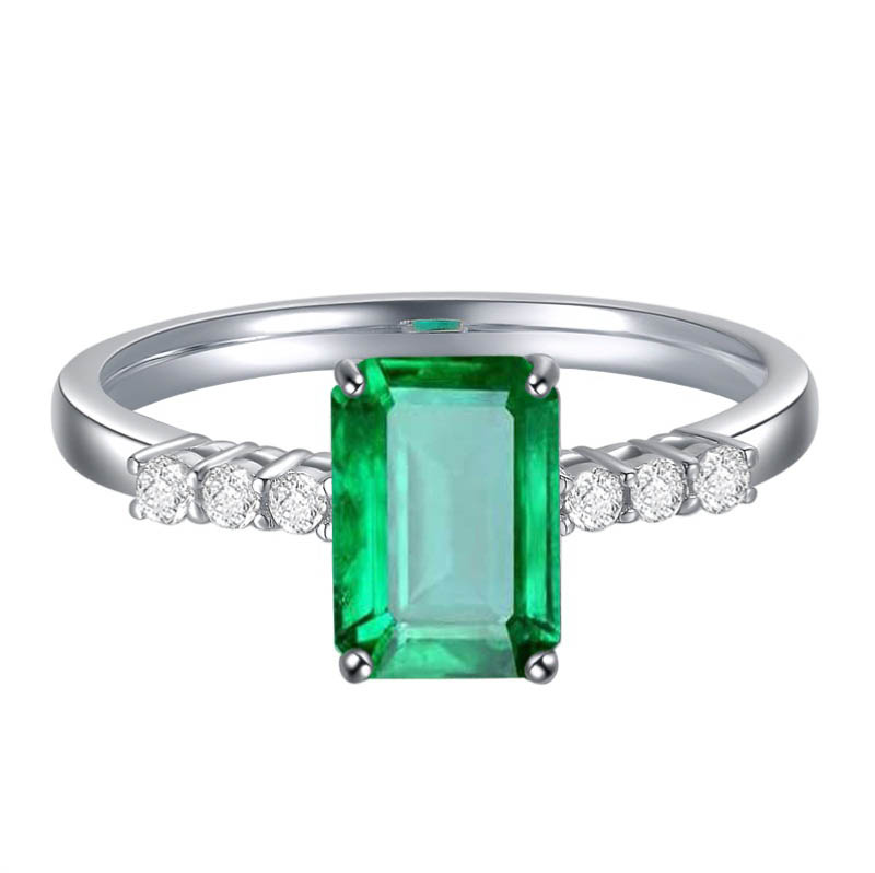 Sgarit Custom Jewellery Drop Shipping Fine Jewelry 18K Gold Natural Gemstone 1.5Ct Green Emerald Rin