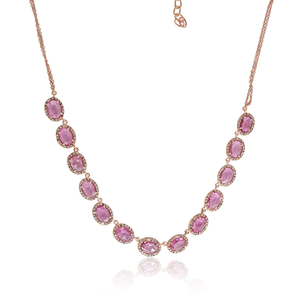 Multi Sapphire Gemstone 14k Solid Yellow Gold Pave Diamond Designer Chain Necklace Jewelry Wholesale