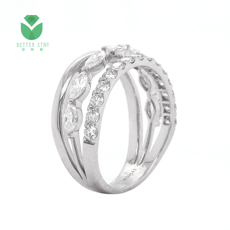 IGI certified 18k white gold/au750/pt950 women china customized lab grown diamond wedding ring jewel