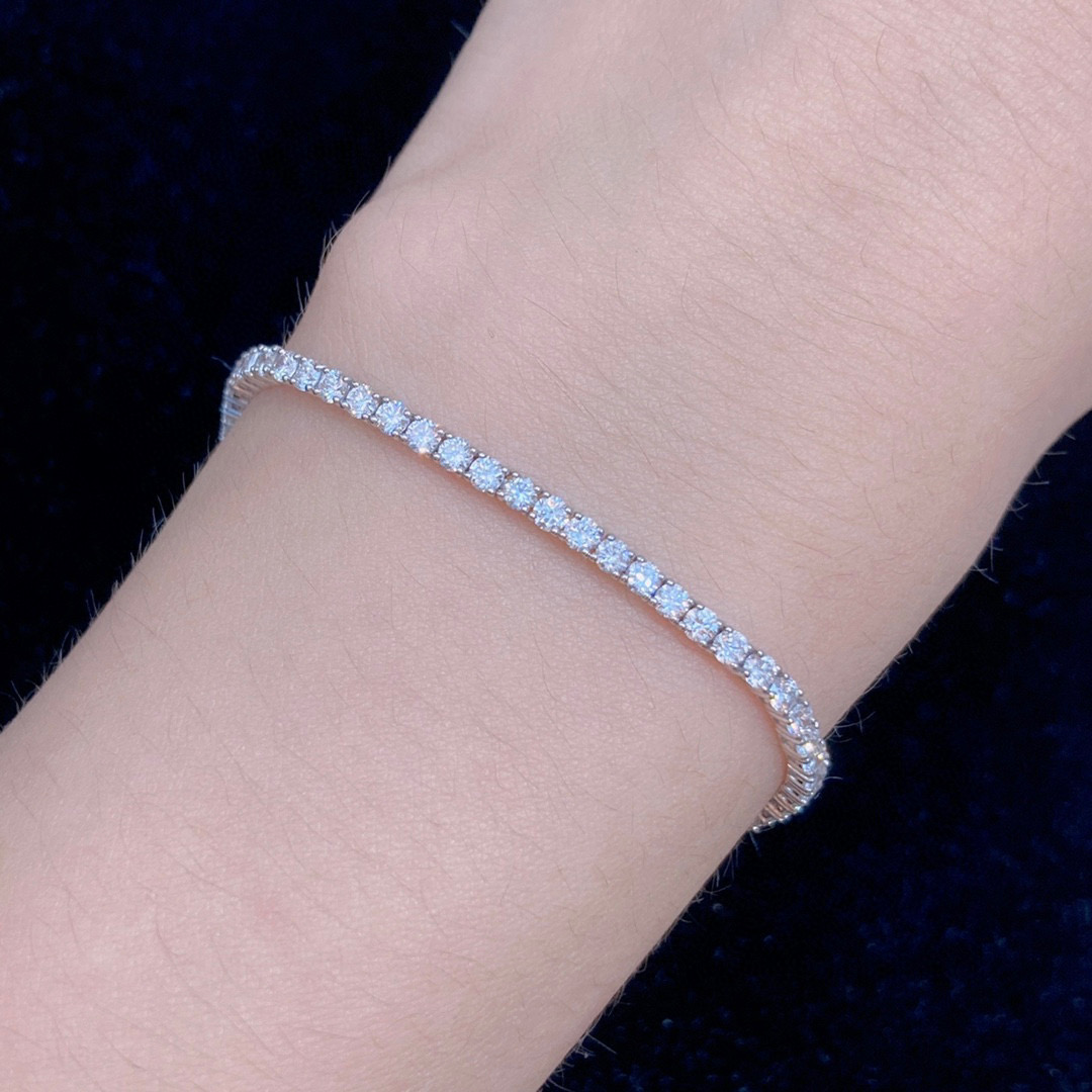 2022 New Fashion Design 18K Solid White Gold Shining Diamond Tennis Chain Bracelet Jewelry for Women