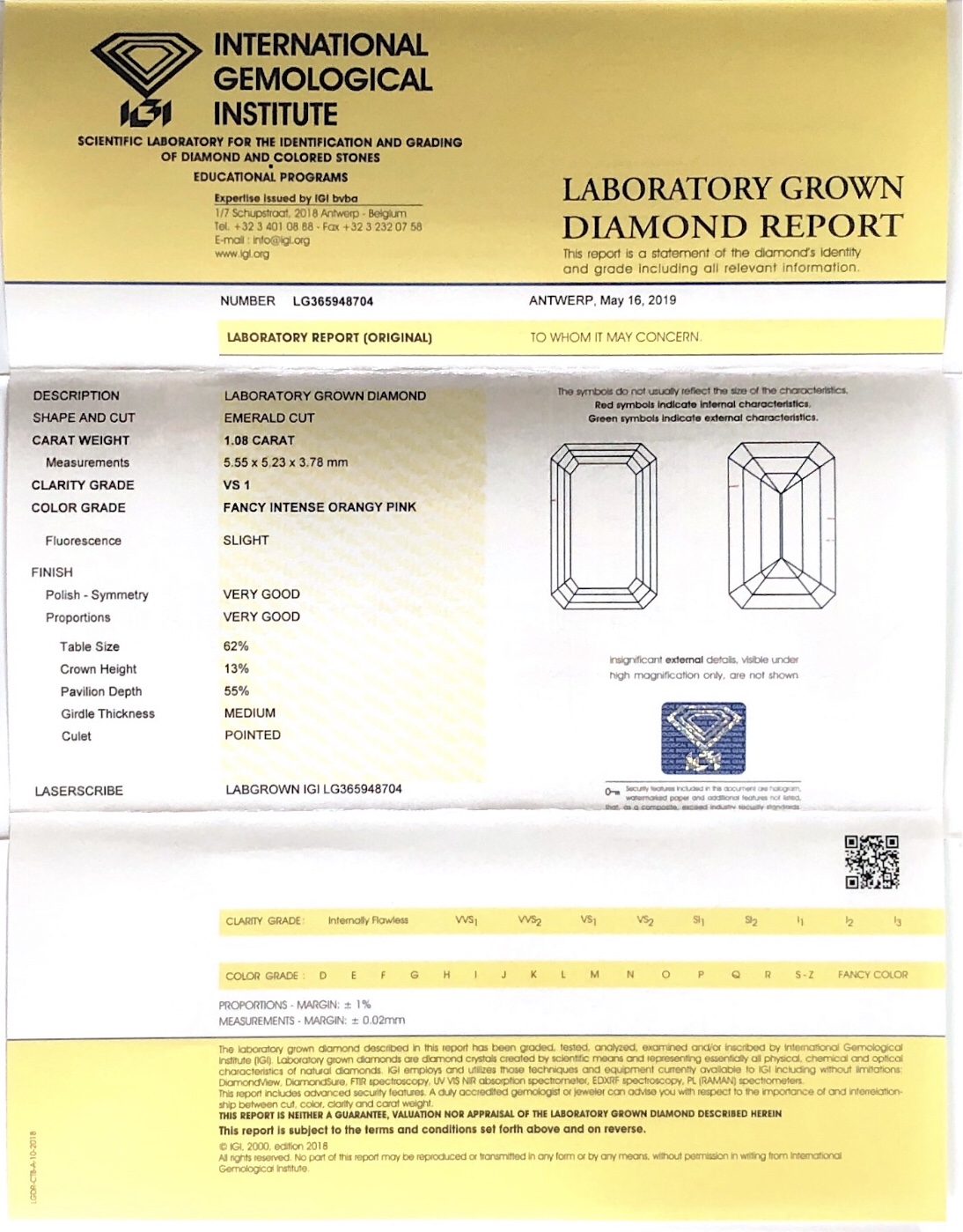 IGI Certificated Asscher Cut cvd rough diamond Pink color VS1 lab diamonds loose for Women Jewelry