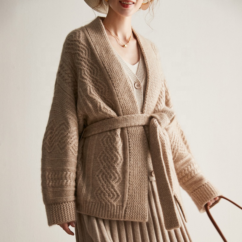 Lady top open front cardigan women solid color plus size sweaters long sleeve cashmere coat women wi
