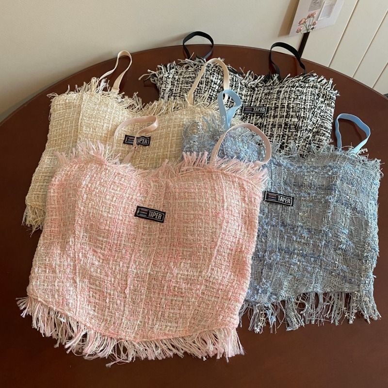 Korean style design sense suspender vest with chest pad women's slim-fit short crop top