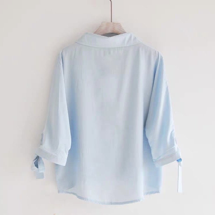 Blouse women plus size New all-match casual loose lapel tie tops women's all-match shirts FTCQ